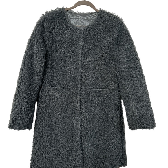 Luii Reversible Faux Fur Coat Women's Gray Textured Coat. Size M. NWT - Picture 8 of 12